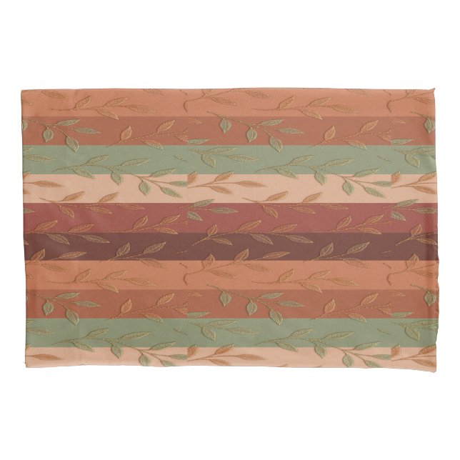 Boho Leaf Pattern Rustic Home Decor  Pillowcase (Front)