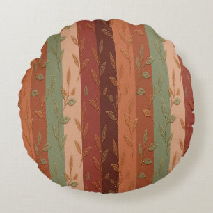 Boho Leaf Pattern Rustic Home Decor Round Cushion