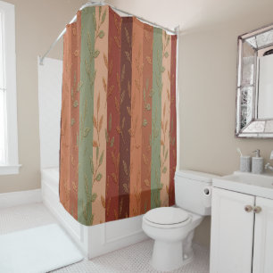 Boho Leaf Pattern Rustic Home Decor Shower Curtain