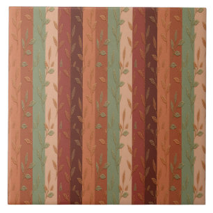 Boho Leaf Pattern Rustic Home Decor Tile