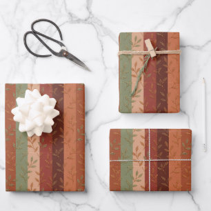 Boho Leaf Pattern Rustic Home Decor Wrapping Paper Sheet