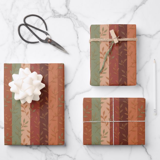 Boho Leaf Pattern Rustic Home Decor  Wrapping Paper Sheet (Front)