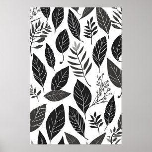 Boho leaves art poster