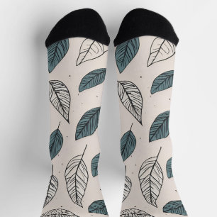 Boho leaves art socks