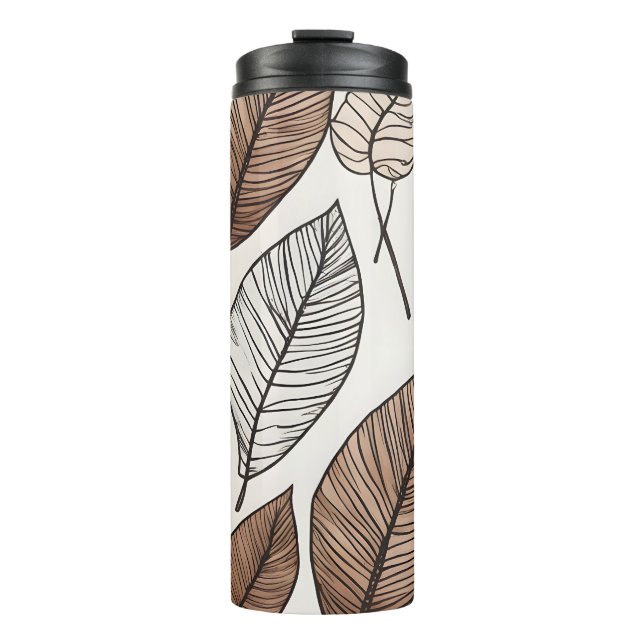 Boho leaves art thermal tumbler (Front)