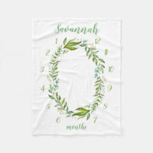 Boho Leaves Baby Name Monthly Milestone Photo