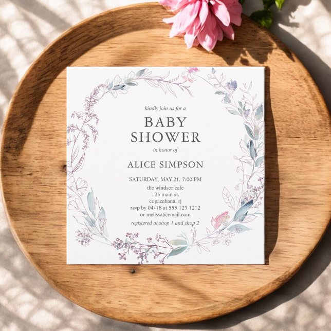 Boho Leaves Light Blush Pink Baby Shower Invitation (Creator Uploaded)