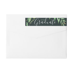 Boho Leaves Personalised Graduation Return Address Wrap Around Label