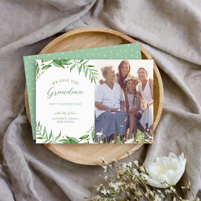 Boho Leaves Personalised Mother's Day Photo Card (Creator Uploaded)