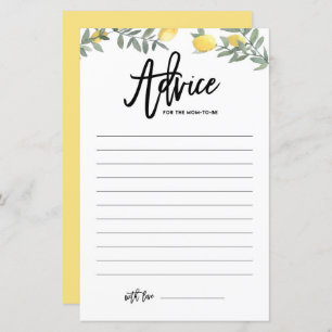 Boho Lemon Advice for the Mum to be Baby Shower