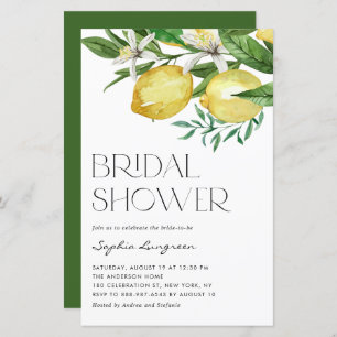 Boho Lemon and Blooms Bridal Shower Invitation
