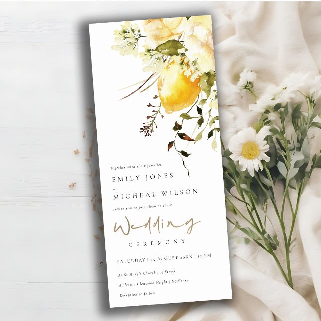 Boho Lemon Yellow Watercolor Floral Wedding Invitation (Creator Uploaded)