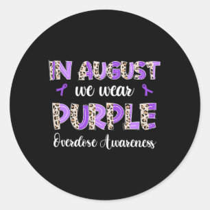 Boho Leopard In August We Wear Purple Overdose Awa Classic Round Sticker