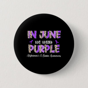 Boho Leopard June Wear Purple Alzheimers Brain 6 Cm Round Badge