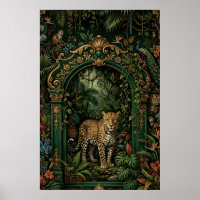 Boho Leopard Jungle Poster | Vintage Green