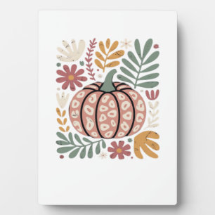 Boho Leopard Pumpkin Fall � Retro Autumn Floral Ha Plaque
