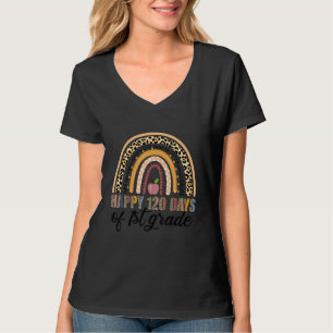 Boho Leopard Rainbow Happy 120 Days Of 1st Grade T T-Shirt