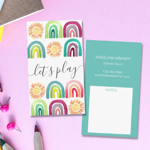 Boho Let's Play Rainbow & Suns Playdate Mummy Calling Card