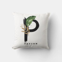 Boho Letter P Monogram Palm Leaves Tropical
