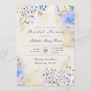 Boho Light Blue Floral Bridal Shower Invite