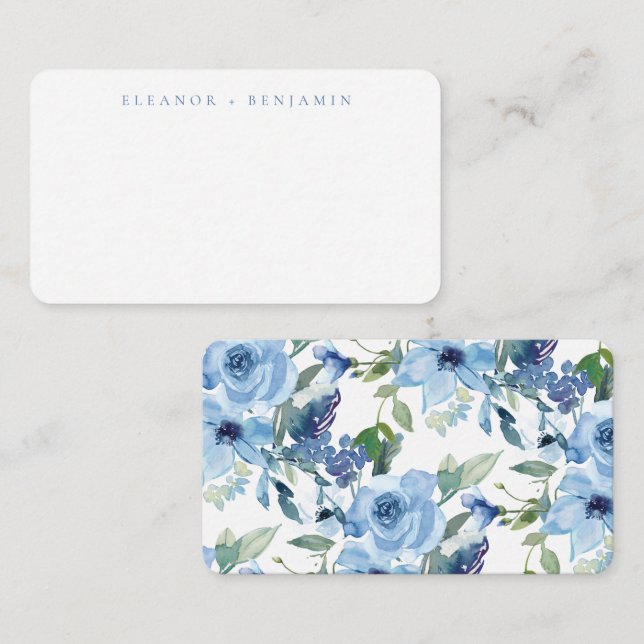 Boho Light Blue Watercolor Floral Gift Enclosure Card (Front/Back)