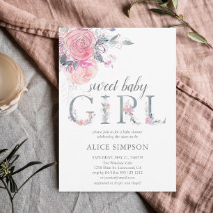 Boho Light Soft Pink Baby Girl Shower Invitation
