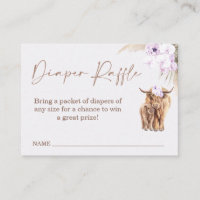 Boho Lilac Cow Baby Shower Diaper Raffle Insert