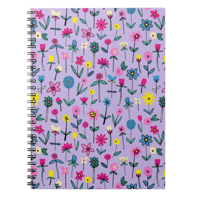 Boho Lilac Floral pattern Notebook (Front)