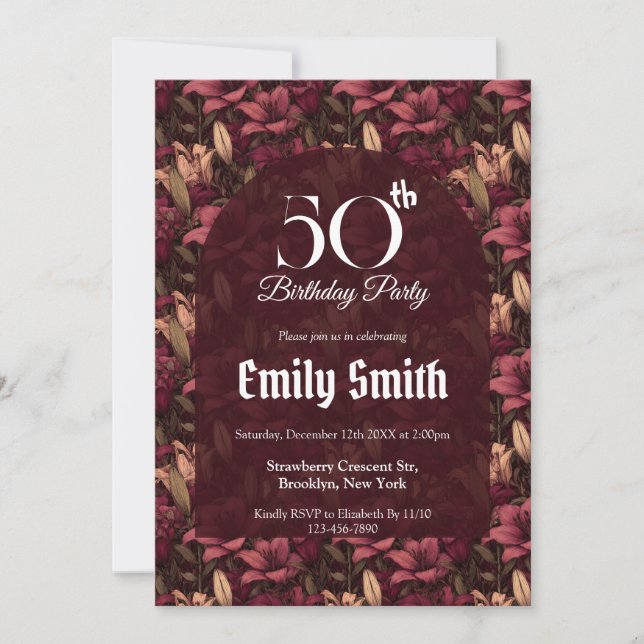 Boho Lilies Inspired Party Invitation (Front)