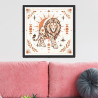 Boho Lion Celestial Sun Moon Ornate Animal Art