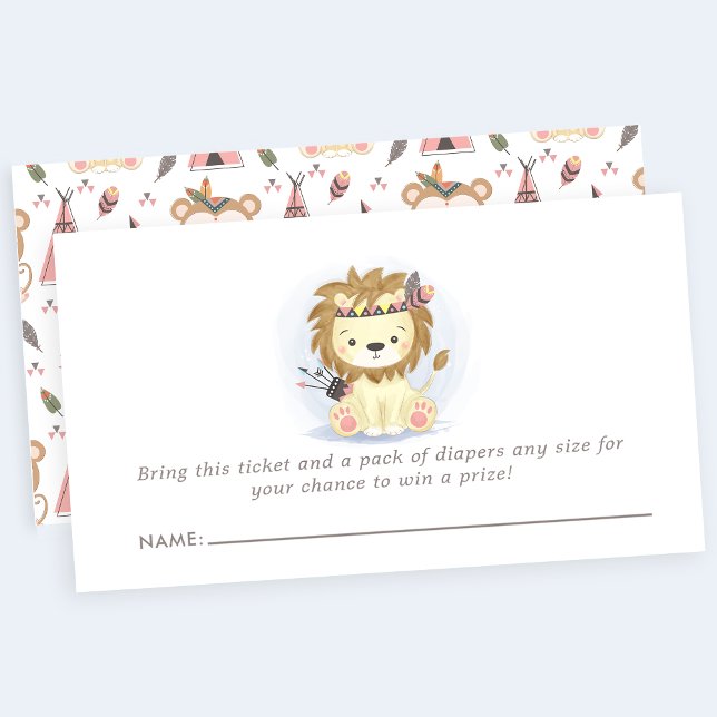 Boho Lion Tribal Baby Shower Diaper Raffle Enclosure Card (Creator Uploaded)