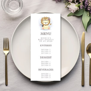 Boho Lion Tribal Watercolor Baby Shower Menu