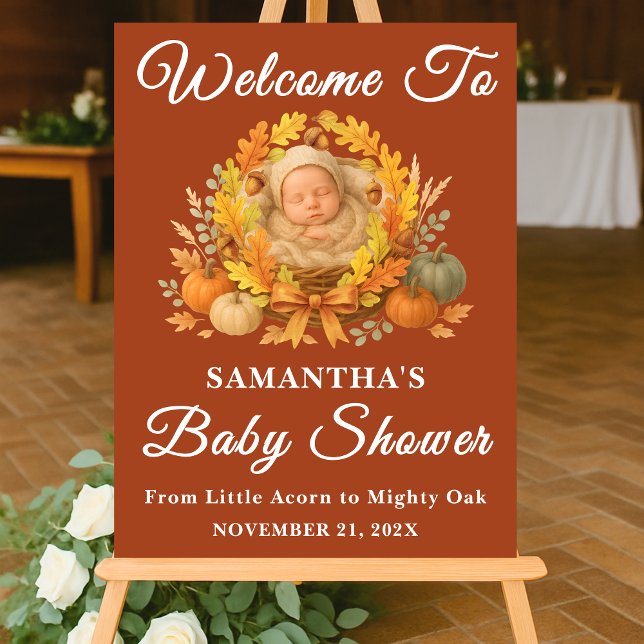 Boho Little Acorn Fall Baby Shower Welcome Acrylic Sign (Creator Uploaded)