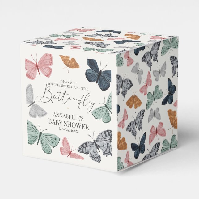Boho Little Butterfly Baby Shower Favour Box (Front Side)