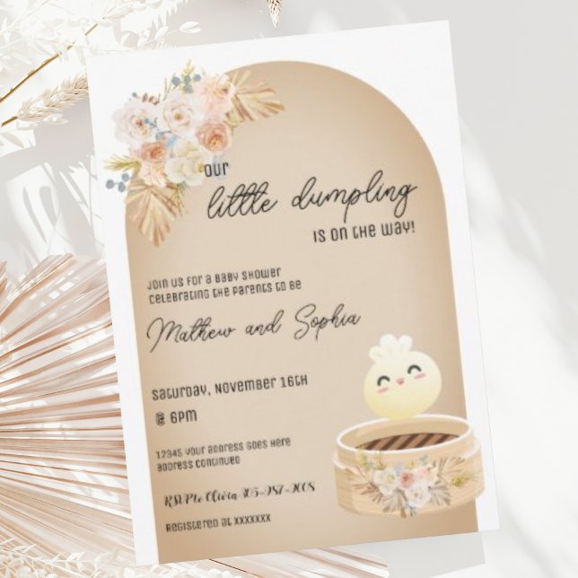 Boho Little Dumpling Baby Shower Invitation (Creator Uploaded)