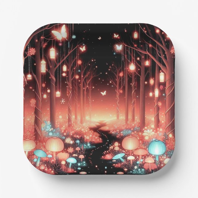 Boho Little Enchanted Forest Baby Shower Paper Plate (Front)