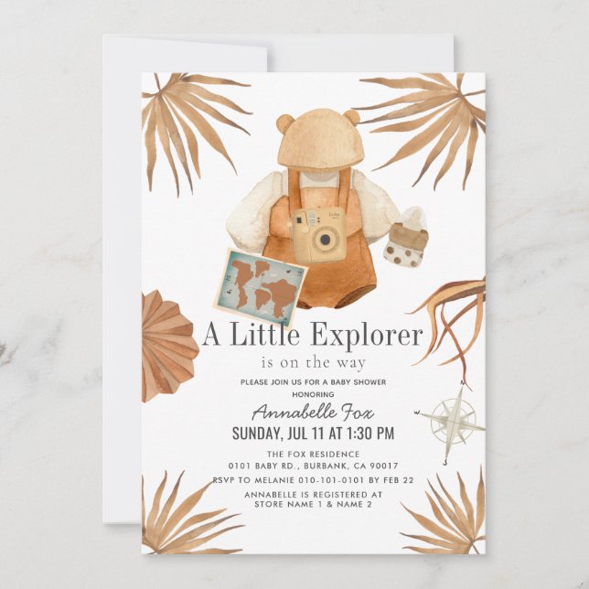 Boho Little Explorer Gender-neutral Baby Shower Invitation (Front)