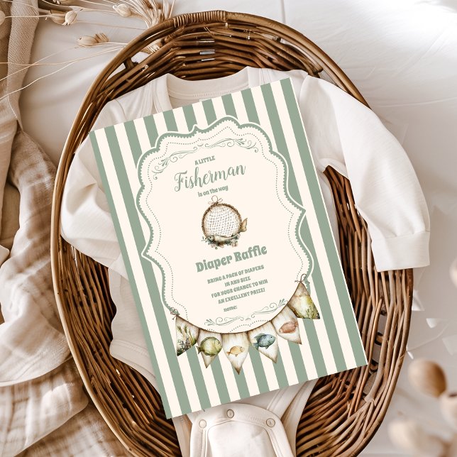 Boho Little Fisherman Fishing   Diapper Raffle Enclosure Card (Creator Uploaded)