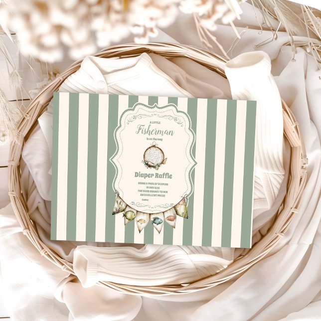 Boho Little Fisherman Fishing   Diapper Raffle Enclosure Card (Creator Uploaded)