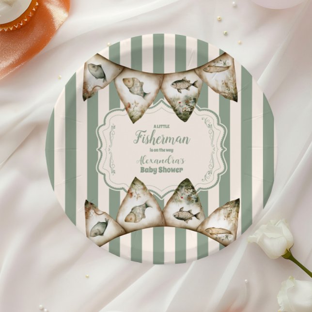 Boho Little Fisherman Fishing  Paper Plate (Creator Uploaded)