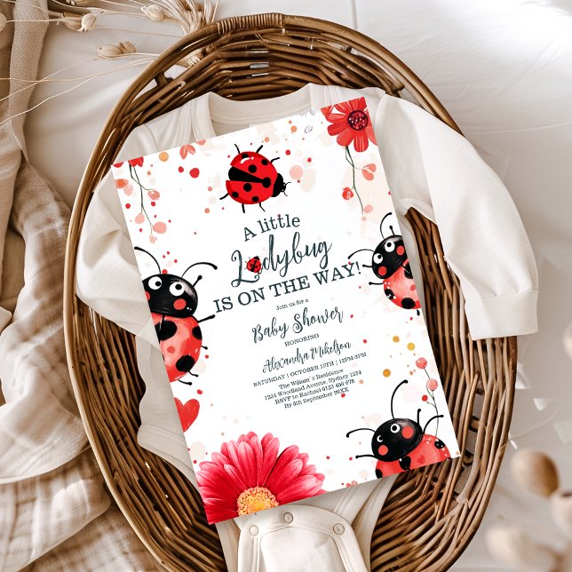 Boho Little Ladybug Baby Shower Invitation (Creator Uploaded)