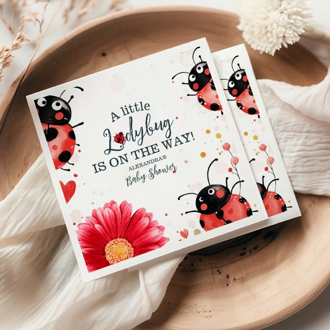Boho Little Ladybug Baby Shower Napkin (Creator Uploaded)