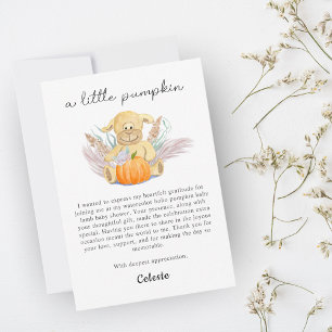Boho Little Lamb Pumpkin Watercolor Baby Shower Thank You Card