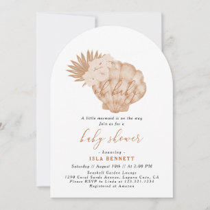 Boho Little Mermaid Is On The Way Baby Shower Invitation