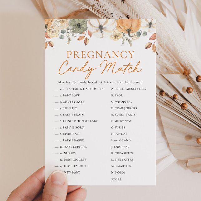 Boho Little Pumpkin Baby Shower Candy Match Game (Creator Uploaded)