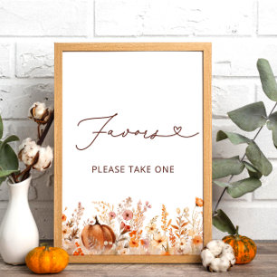 Boho Little Pumpkin Fall Wildflowers Favours  Poster