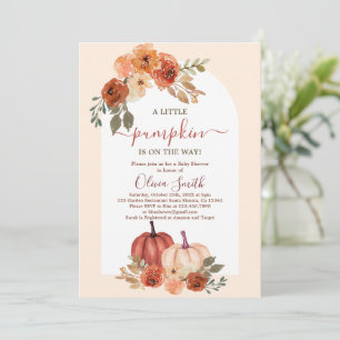 Boho Little Pumpkin GenderNeutral Fall Baby Shower Invitation