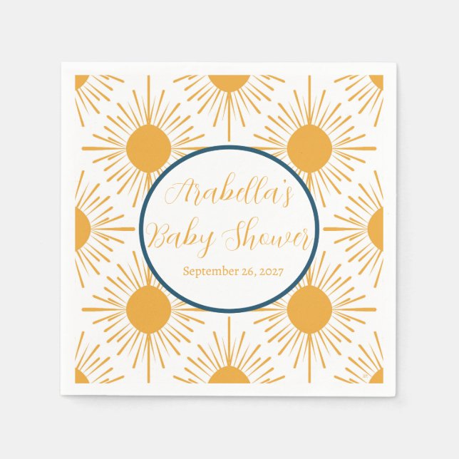 Boho Little Ray of Sun Neutral Baby Shower  Napkin (Front)