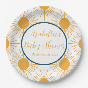 Boho Little Ray of Sun Neutral Baby Shower Paper Plate