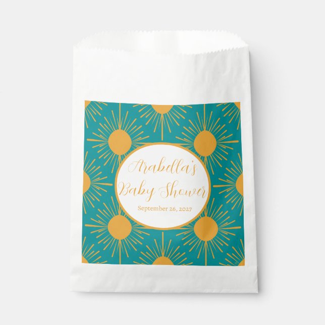Boho Little Ray of Sun Turquoise Baby Shower  Favour Bags (Front)